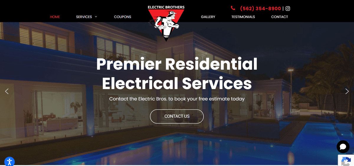 Example of a custom electrical business website designed by Voltage Villa